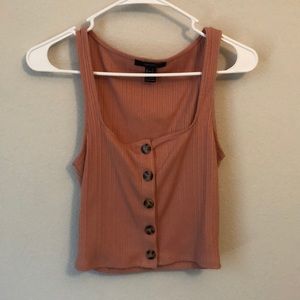 selling a pink button crop top shirt in great condition and in style